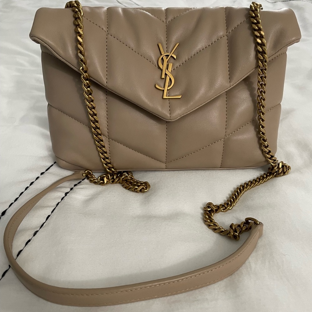 YSL Puffer Toy Bag Dark Beige
